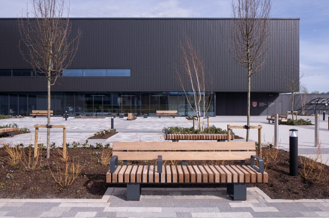 Exterior architectural detail of AMIC highlighting the landmark design and industrial character of the facility.
