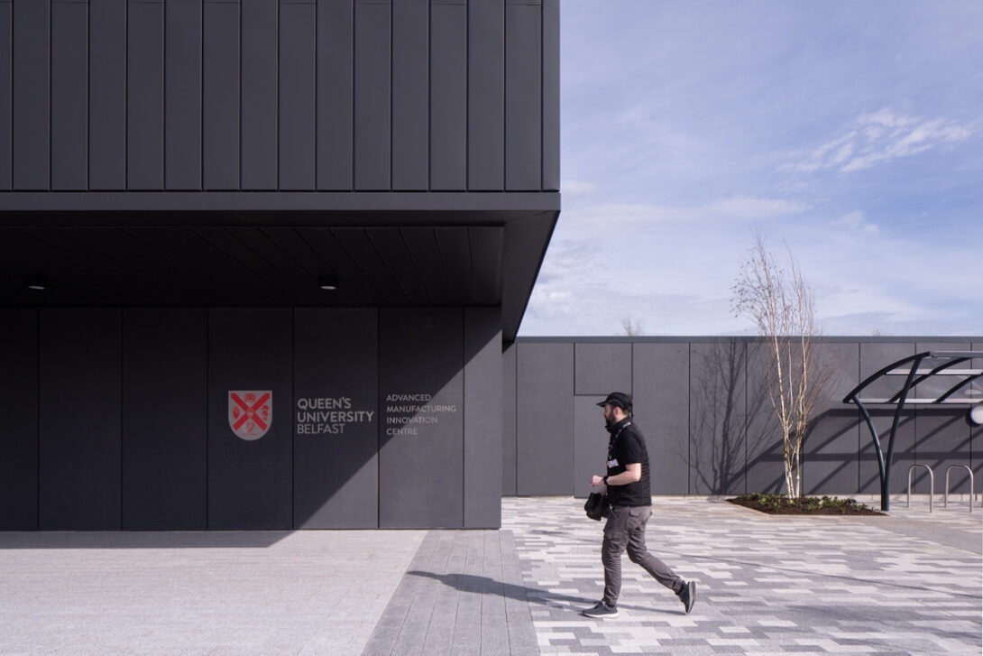 Exterior view of the Advanced Manufacturing Innovation Centre showcasing contemporary industrial architecture.