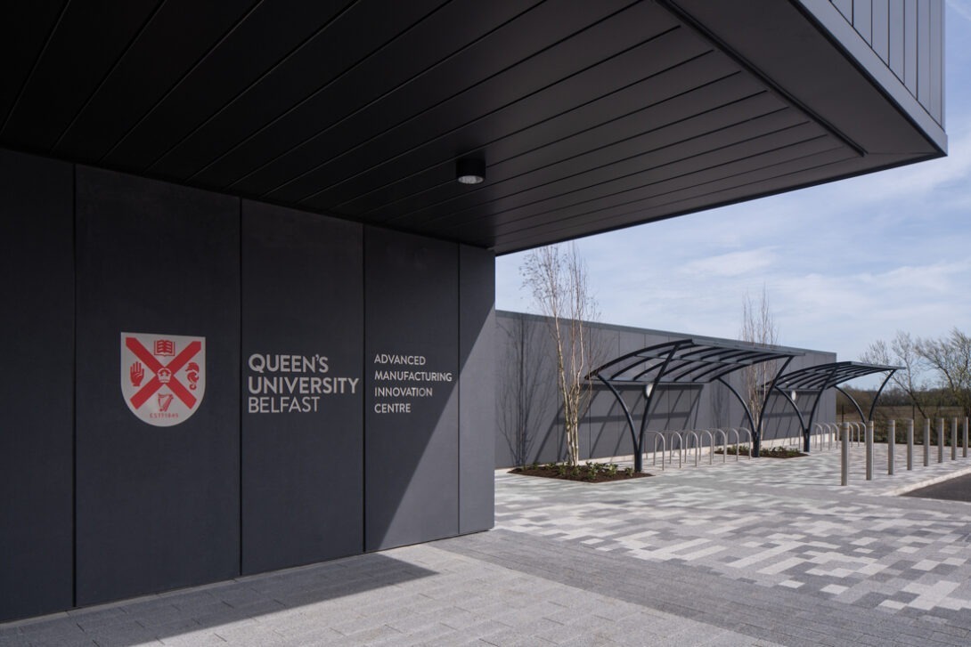 Modern industrial building design at AMIC featuring clean lines and high-performance materials.