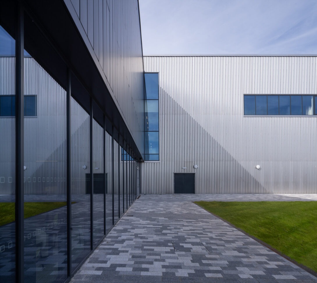 Contemporary façade of the AMIC building reflecting innovation, engineering and advanced manufacturing