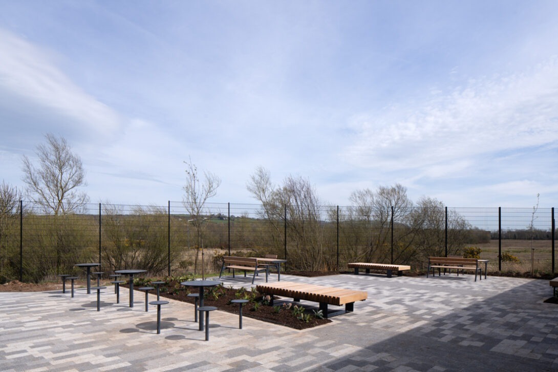 Exterior perspective of AMIC showcasing innovative industrial architecture in Northern Ireland.
